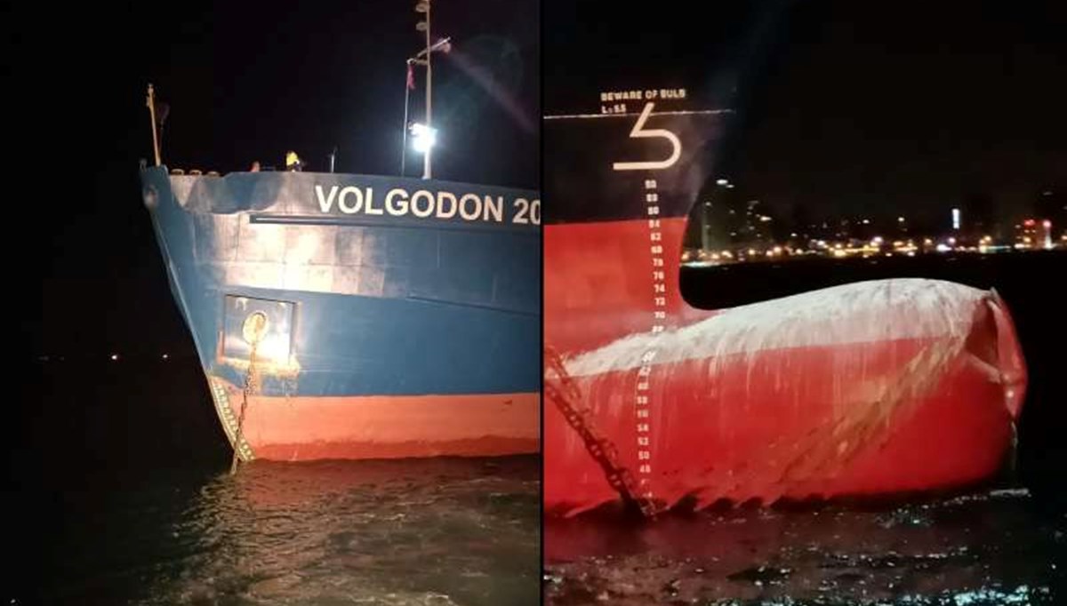 İstanbul’da demirleyen kargo gemisi konteyner gemisine çarptı