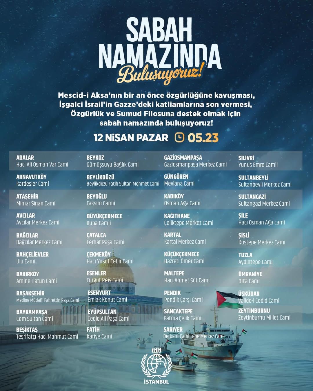 Türkiye, Filistin için sabah namazında buluşuyor