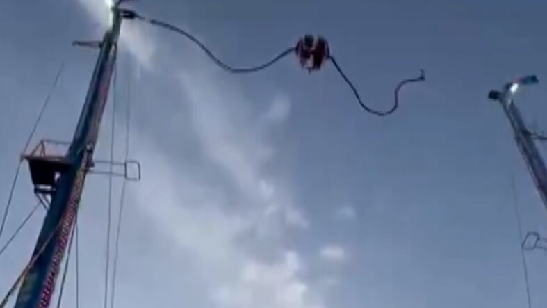 Lunaparkta dehşet anları: Sapan makinesinin kablosu koptu